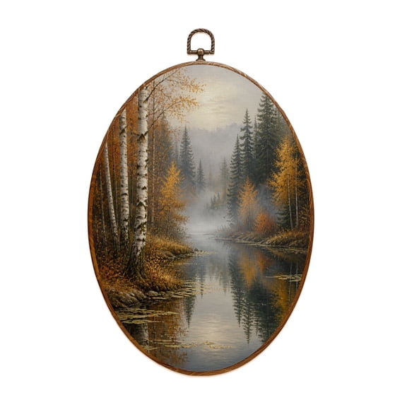Canvas Wall Art Birch Trees Abstract Forest Branches Landscape Colorful Nature Modern Oval Framed Canvas Prints Vintage Wall Hanging Decor for Home Decorations 8.6"x11.4"