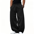 thumbnail image 2 of BVOFAR Men's Baggy Sweatpants Wide Leg Elastic Waist Casual Sweatpant High Waist Drawstring Jogging Pants with Pockets Lounge Pant Black M, 2 of 5