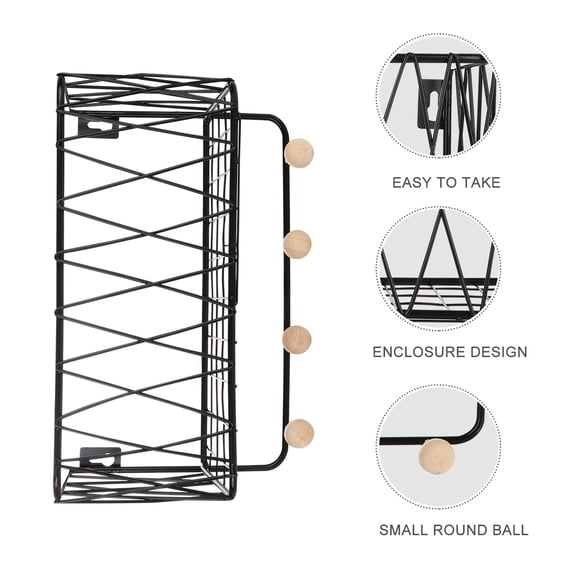 WHAMVOX Hanging Storage Rack for Home Use Simple and Iron Wall Finishing Shelf Black Small Size S