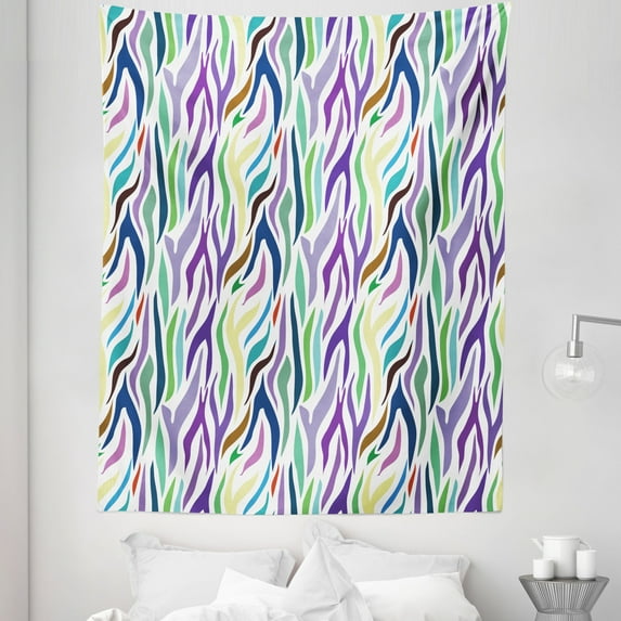 Abstract Tapestry, Culture Motifs Oriental Influences Leopard Skin Pattern Colorful Design, Fabric Wall Hanging Decor for Bedroom Living Room Dorm, 5 Sizes, Multicolor, by Ambesonne