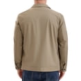 thumbnail image 3 of CHAQUETA CASUAL CON FORRO DE LARGO MANGA Y SOLAPA PARA HOMBRE INSPIRAR CHIC, COLOR SÓLIDO, CIERRE COMPLETO, TALLA XL, CAQUI, 3 of 6
