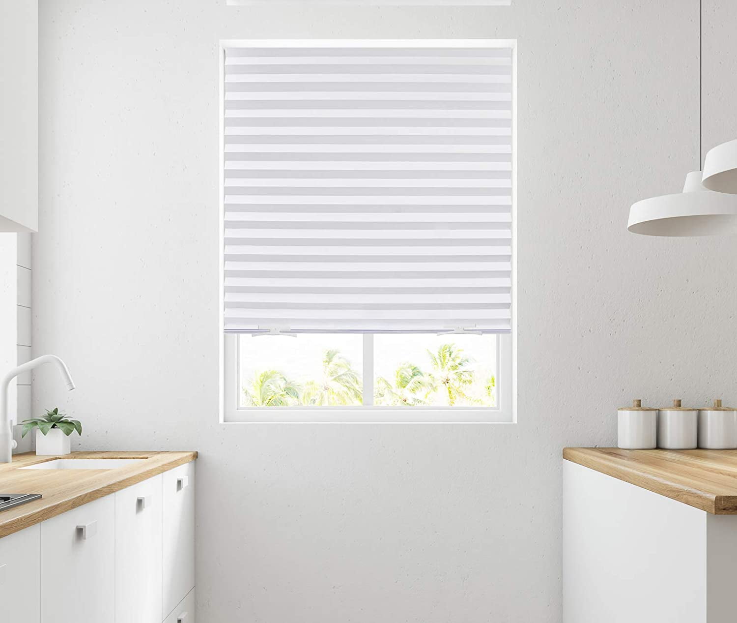 Pack of 6 Light Filtering Pleated Paper Shades White 36" x 69" MULTI PACK 