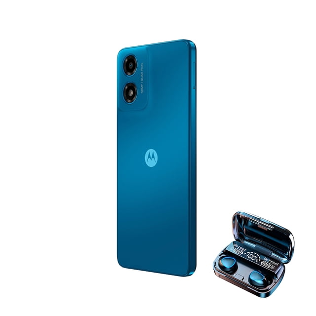 Combo Celular Moto G04s 4GB + 256GB Blue + Audífonos M10 Negros de regalo