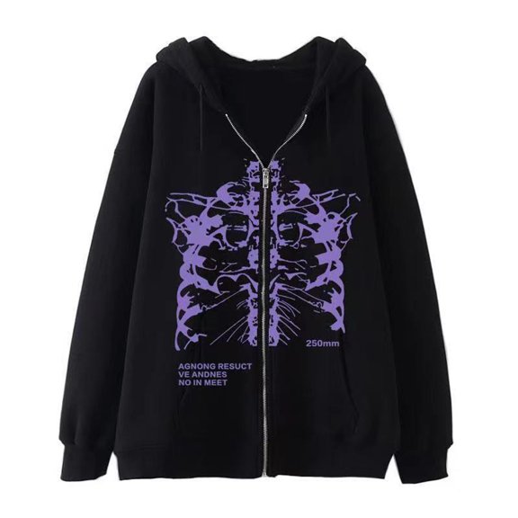 LxrBlank Men Halloween Skeleton Hoodie Full Zip Up Graphic Sweatshirt Streetwear Long Sleeve Jacket Coat L