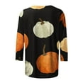 thumbnail image 5 of Odeerbi Halloween Vintage Pumpkin Shirts for Women Retro Graphic Blouse 2025 Casual Printed Three Quarter Sleeves Round Neck Loose Tops Black, 5 of 5
