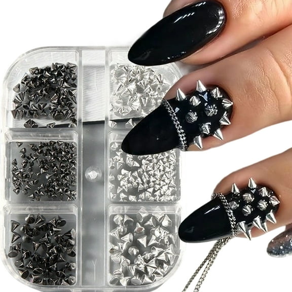 6 Sets Metal Nails Decorations Edgy Studs Assorted Bold Designs Long Lasting Adhesive Accessories For Manicures