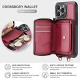 thumbnail image 5 of Dteck iPhone 14 Pro Wallet Case Crossbody, Zipper Phone Case with RFID Blocking Card Holder Wrist Strap Leather Purse Cover Gift for Women for Apple iPhone 14 Pro, Red, 5 of 8