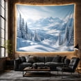 thumbnail image 6 of Misty Snowy Mountains with Pine Forest and Clouds, Serene Rustic Style for Nature Lovers, Winter Landscape Art, Christmas Gift, Tapestry Wall Hanging for Bedroom and Living Room, 6 of 7