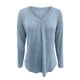 thumbnail image 3 of MHFRRA Camisetas de Mujer de Manga Larga Holgadas para Primavera y Otoño con Diseño Plisado Azul Claro, 3 of 3