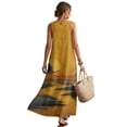 thumbnail image 2 of Jiueut Crane Bird Mountain Print Sleeveless Linen Look Maxi Dress for Women with Pockets, Loose Fit Flowy Summer Sundress Crewneck Casual Beach Vacation Dress, 4XL, 2 of 7