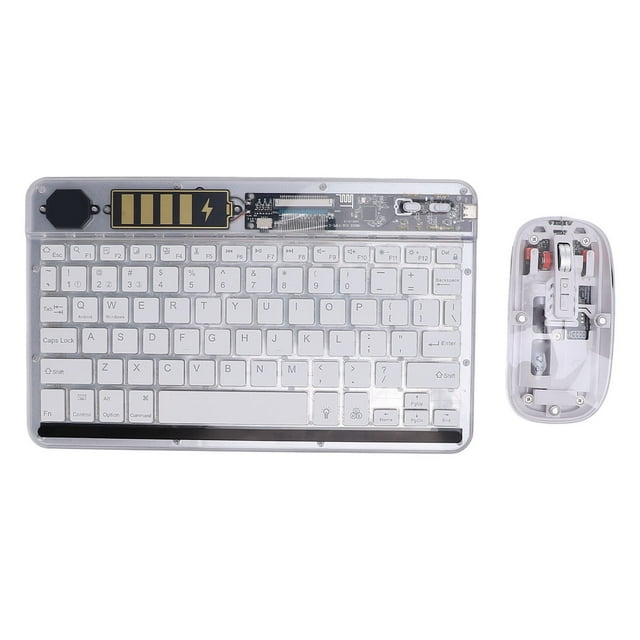 Clavier Sans Fil, Rétroéclairage RGB Clavier Souris Silencieux avec Souris pour Ordinateur Blanc, Noir
