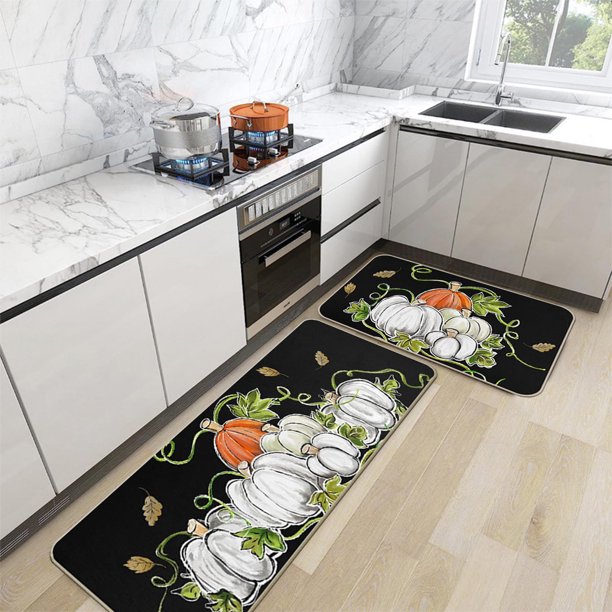 Juego de 2 tapetes de cocina de arte geométrico moderno, antideslizantes, suaves, para piso, cocina, antideslizantes, lavables, alfombra de pasillo de cocina de 15.7 x 23.6 pulgadas 15.7 x 47.2