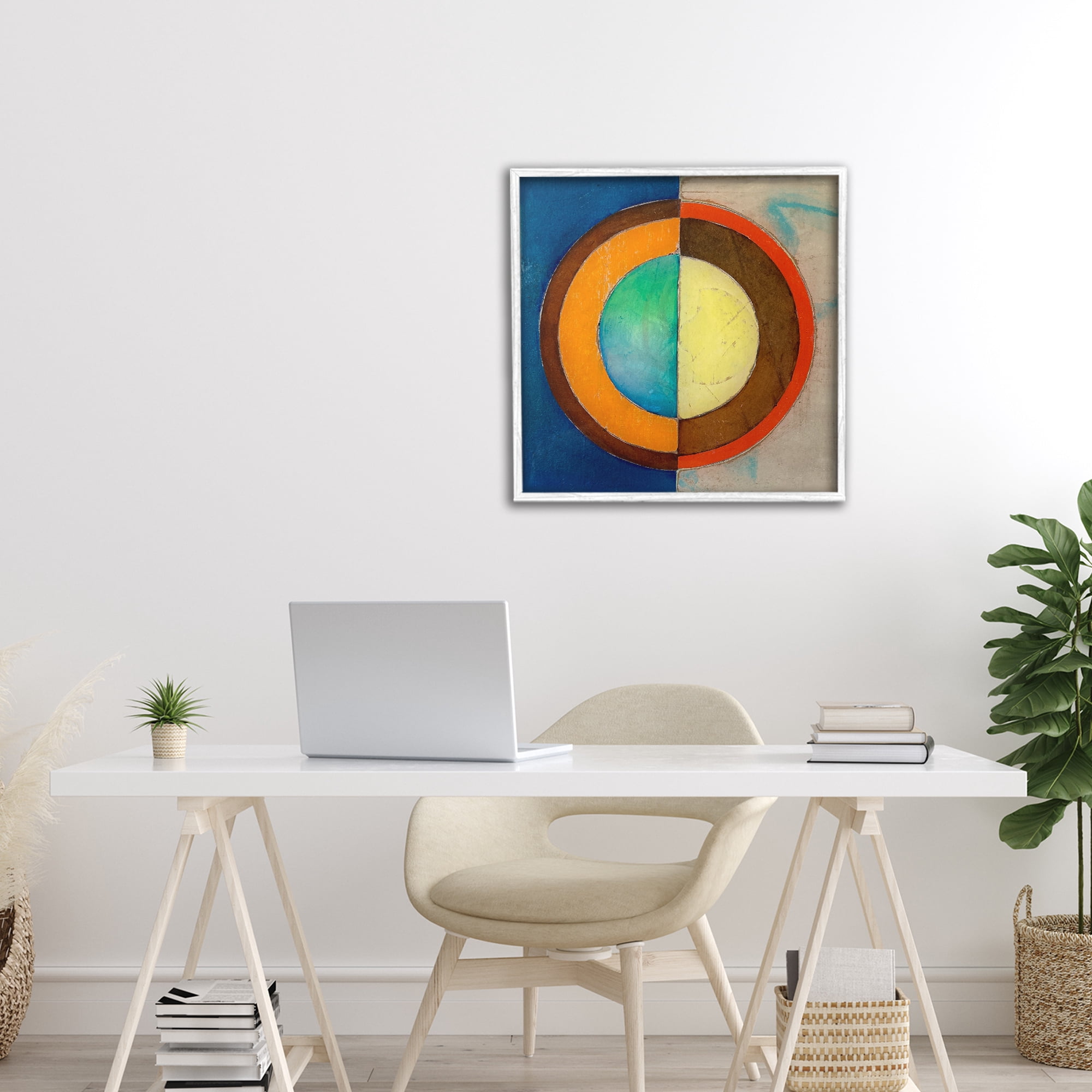 Stupell Industries Bright Vertical Circle Symmetry White Framed Giclee Art, design by Matthew Finger