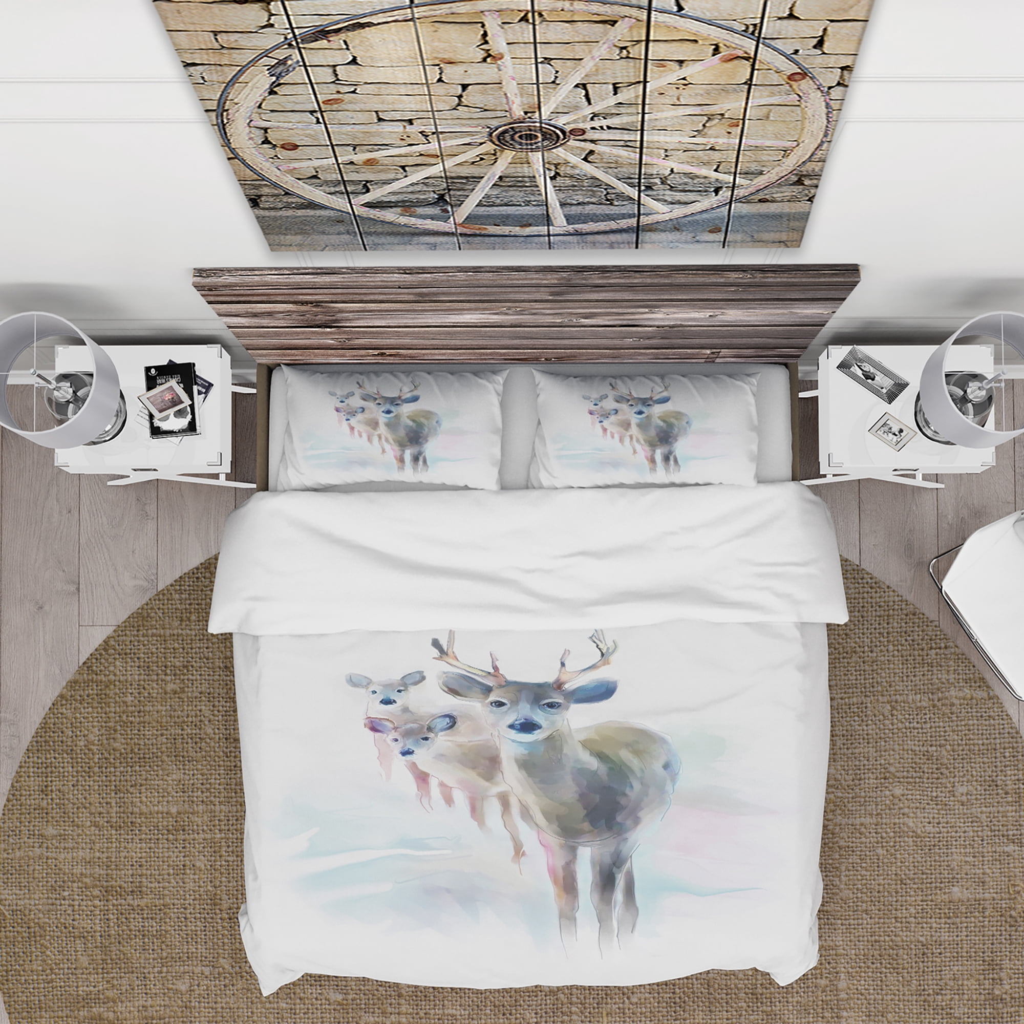 Designart 'Beautiful Deer With Big Horns' Animal Duvet Cover Set