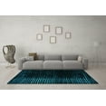 thumbnail image 3 of Ahgly Company Machine Washable Indoor Square Abstract Turquoise Blue Modern Area Rugs, 6' Square, 3 of 4