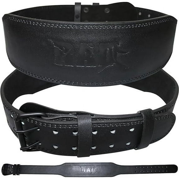 RAD Weight Lifting Belt 4 inch Leather Gym Workout Powerlifting Belt (Jet Black, Small)