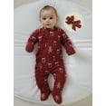 thumbnail image 5 of Spewahor Infant Baby Girl Christmas Fall Romper 0 3 6 12 18 Months Long Sleeve O Neck Candy Cane/Gingerbread Print Jumpsuit with Headband, 5 of 9