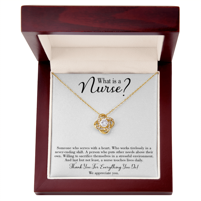 What is a Nurse Healthcare Medical Worker Nurse Appreciation Infinity Knot Necklace Message Card