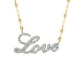 thumbnail image 4 of Brilliance Fine Jewelry, Women's Sterling Silver, 14kt Gold Plated Diamond Love Necklace, 18" Chain, 4 of 7