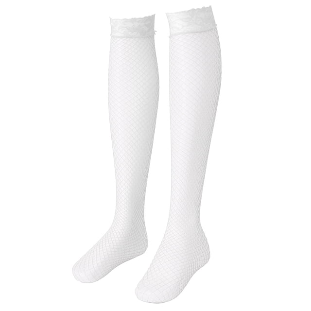 1 / Mujeres Mallas de Encaje Top de Malla Medias Altas hasta El Muslo Pantimedias Calcetines - Blanco, 100 cm Sunnimix Medias de malla de mujer