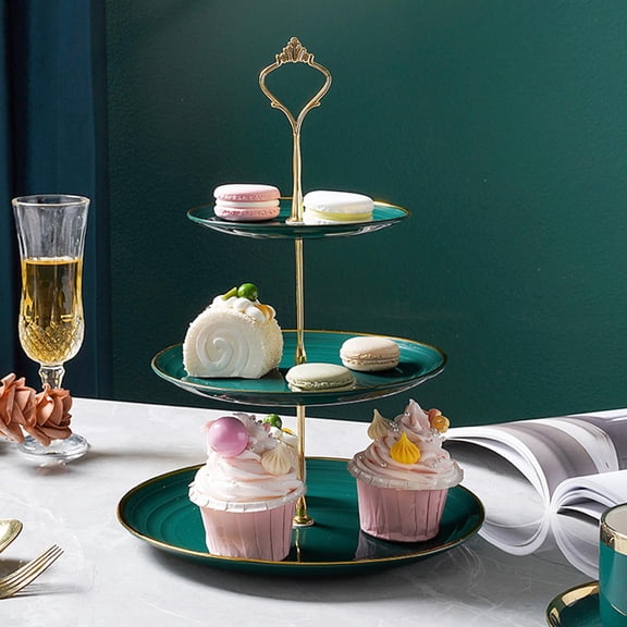Ywbawe 3-Tier Dessert Stand for Afternoon Tea, Multi-Level Snack Tray, Plastic Cake Stand for Living Room Coffee Table, 1 Pcs