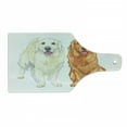 thumbnail image 1 of Golden Retriever Cutting Board, Smiling Pale and Red Dog Pure Breed Sitting Staying Thoroughbred, Tempered Glass Cutting and Serving Board, Wine Bottle Shape, Orange Ivory Pink, by Ambesonne, 1 of 1