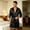 Black, variant on Men's Satin Robe, V-Neck 3/4 Sleeve Simulated Silk Bathrobe, Belted Lightweight Lounge Dressing Gown