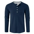 thumbnail image 6 of Kixjoy Blue Henley Shirts for Men Long Sleeve Big and Tall Waffle Knit Henley Shirts Fashion Button Down Basic Tops Lightweight Warm Baggy Men's T-Shirts, Navy 3XL, 6 of 7