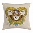 thumbnail image 1 of Goat Throw Pillow Cushion Cover, Sumptuous Goat Head with Bighorn Abstract Artistic Animal Figure Ethnic Tribal Design, Decorative Square Accent Pillow Case, 20 X 20 Inches, Multicolor, by Ambesonne, 1 of 2