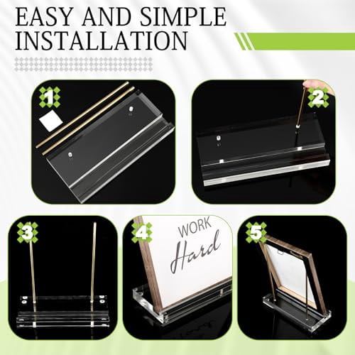 Clear Acrylic Display Easel Stand for Books, Photos, Artwork, Tablets, and Plates - Gold Finish, 7.8 x 3.5 x 7.8 Inch, Versatile Tabletop Holder for Frames, Albums, Magazines, and Canvas Boards