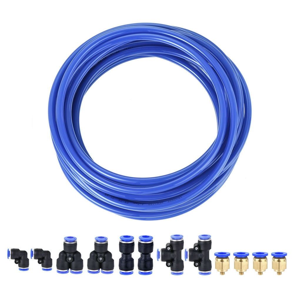Uxcell Pneumatic 8mm OD PU Air Tubing Kit Hose Air Line Tubing 10M Blue
