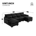 thumbnail image 2 of U-shaped Sectional Sofa with Waist Pillows, 6-Seat Sleeper Sofa Couch with Chaise Lounge, Upholstered Symmetrical Sofa Furniture for Living Room Apartment, 5 Colours, 2 of 8