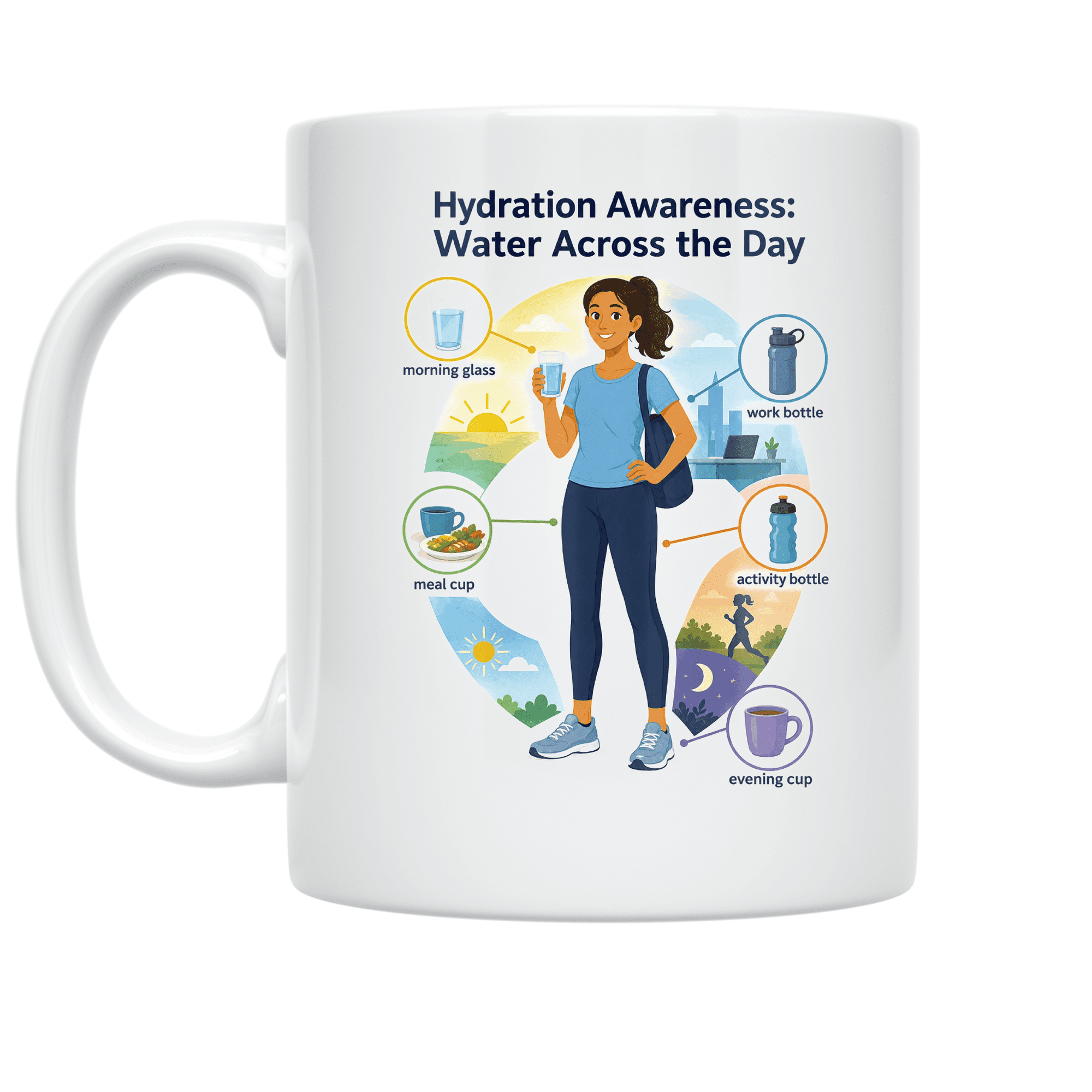Hydration Awareness Water Across the Day - Wellness Enthusiast - 11 oz Ceramic Coffee Mug