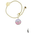 thumbnail image 2 of Delight Jewelry Silvertone Domed Multi Color CNA Gold-tone Rose Link Chain Bracelet, 6.25"+1.75" Extender, 2 of 4