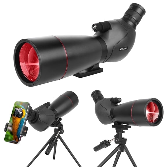 NEYLANG 25-75x70mm Spotting Scope with Tripod Phone Adapter, Waterproof Large Lens Angled Spotting Scopes for Bird Watching Target Shooting Hunting,Archery