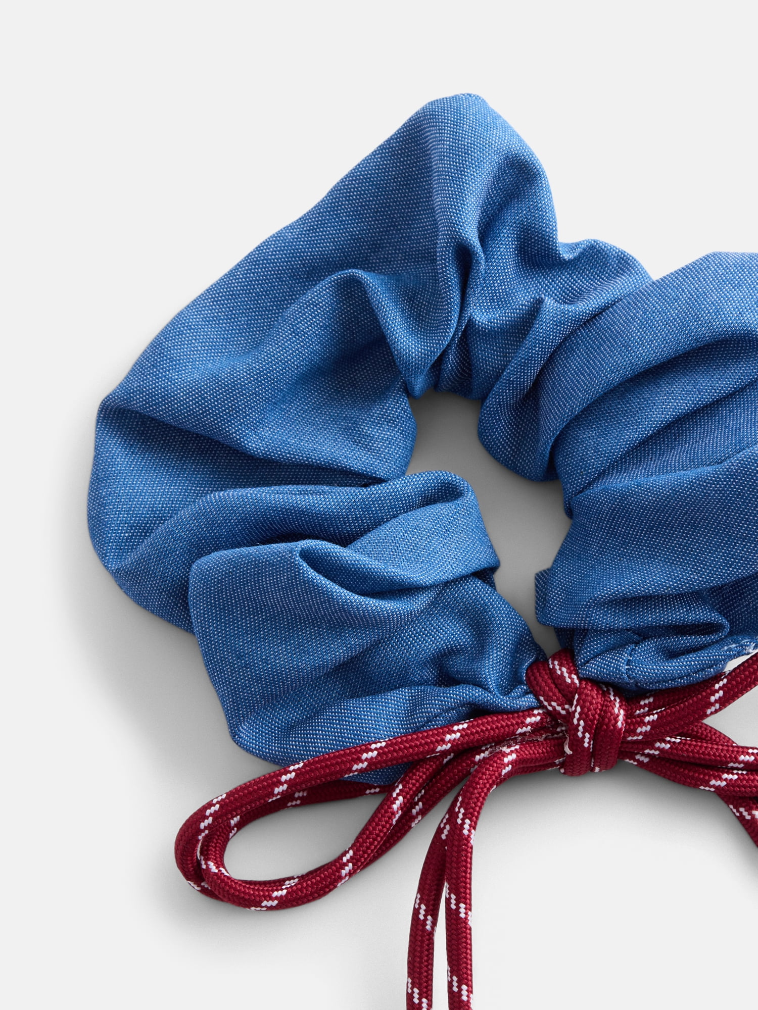 No Boundaries Denim Hair Scrunchy with Accent Laces