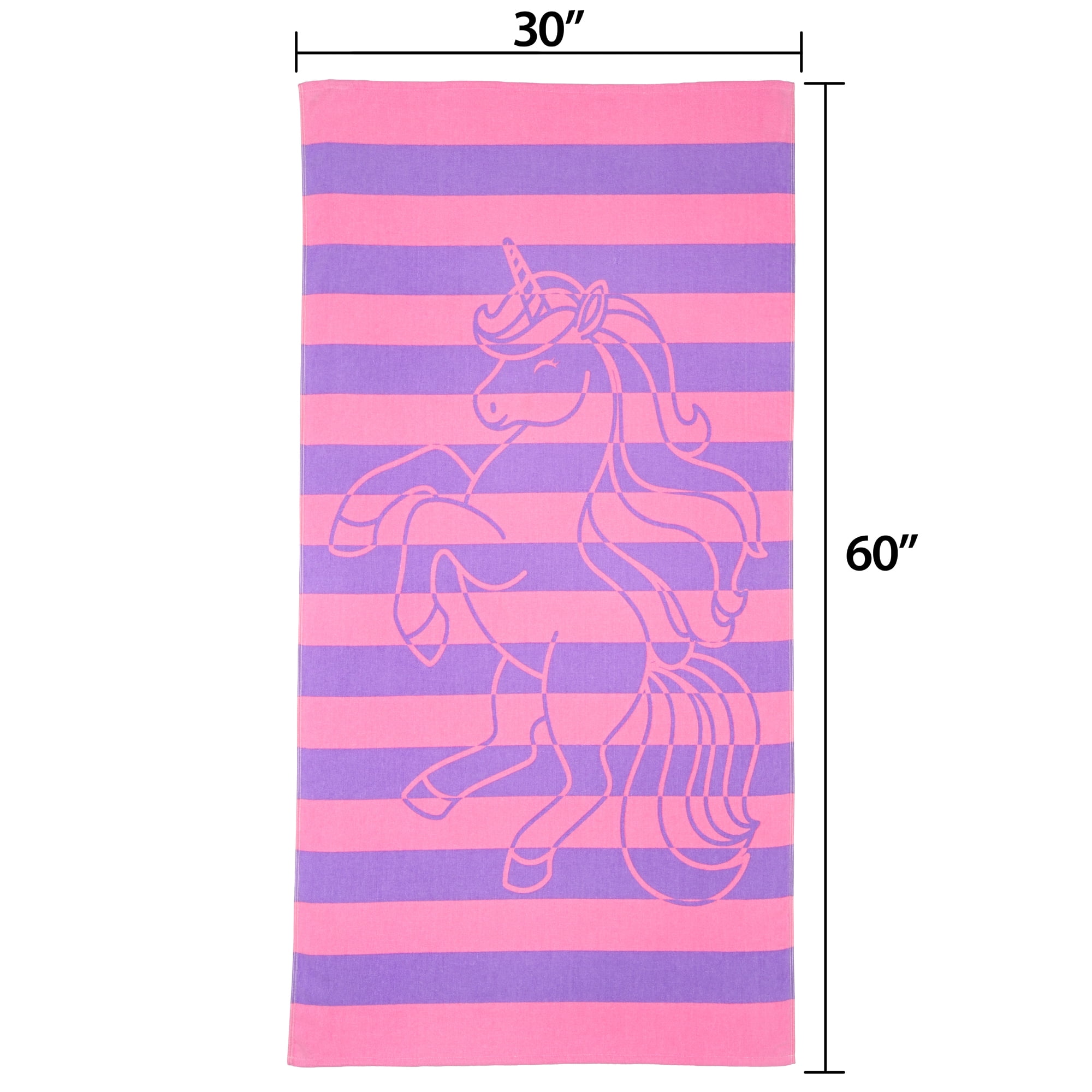 Mainstays Kids Beach Towel, Unicorn Stripe, 1 Piece, 60" x 30"
