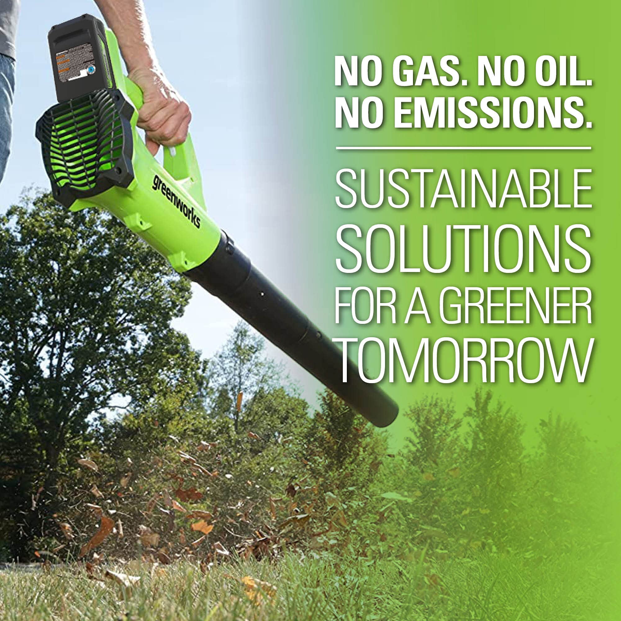Greenworks 24V 330 CFM 100 mph Cordless Leaf Blower with 2.0 Ah Battery and Charger, 2403502AZ