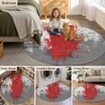 thumbnail image 5 of Red Cement Gray Round Area Rug 5Ft Washable Circle Rugs for Living Room Bedroom, Modern Abstract Art Red Non-Slip Carpet Floor Mats Indoor Outdoor Carpet Runner Aesthetic Home Decor, 5 of 8