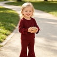 thumbnail image 2 of Mnyotv Girls Cute Red Bow Long Sleeve Tops and Flared Pants Toddler Baby Girl Fall Clothes Size 2-3 Years, 2 of 7