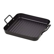 (PEARL METAL) Grill Pan Black 25  25cm Iron Square Plate Wave HB-4515 that can be used with either IH or gas
