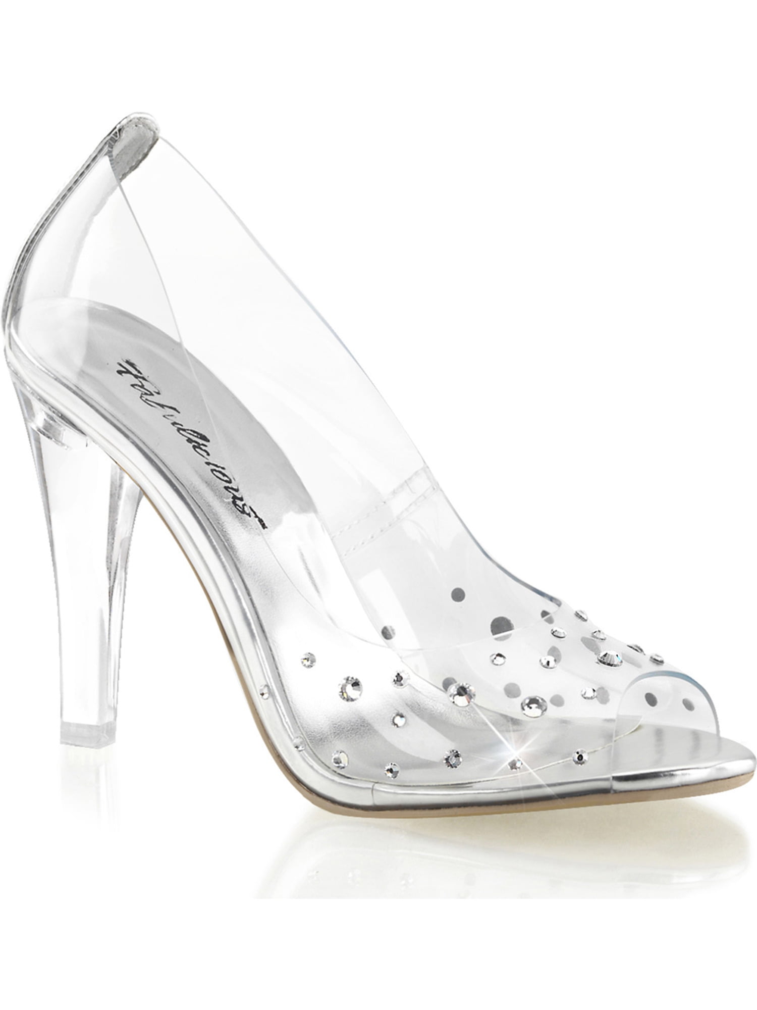 clear pumps with rhinestones