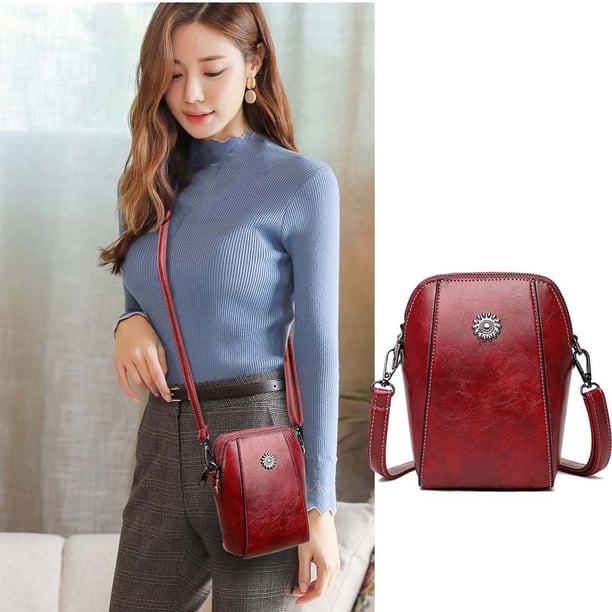 Mochila vertical para teléfono, bolsa cruzada pequeña, estilo minimalista, teléfono inteligente, bolsa para mujer, portátil, ajustable, material de cuero, para oficina, alta capacidad, fácil