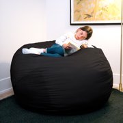 Big Joe Fuf 5Ft Oversized Foam Bean Bag Chair for Kids, Teens, Adults, Onyx Lenox, Durable Woven Polyester, 5 foot Large Reading and Gaming Seat
