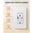 thumbnail image 4 of Salida GFCI DEWENWILS de 15 A con puertos USB-A y USB-C de 4,8 A/24 W, 4 of 8