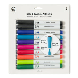U Brands Liquid Glass Dry-Erase Markers, Medium Point, Pump Tip, Assorted,  12 Count