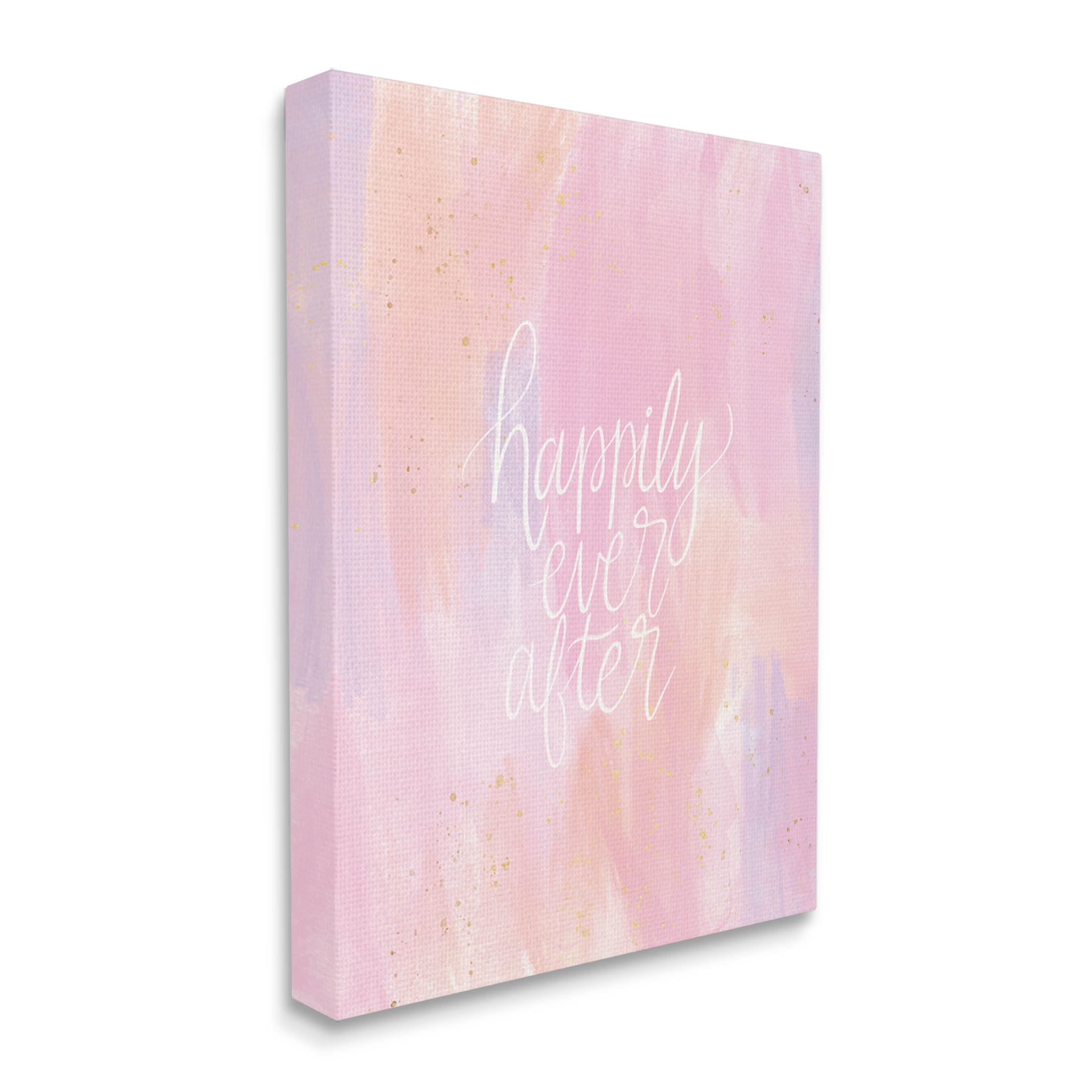 Happily Ever After Pastel Romance Inspirational Graphic Art Gallery Wrapped Canvas Print Wall Art