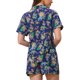 thumbnail image 3 of Conjuntos Hawaianos para Mujeres de 2 Piezas, Camisa Floral de Botones y Pantalones Cortos, Atuendos Casual de Vacaciones Tropicales en Playa 2026 XS Azul Real, 3 of 5