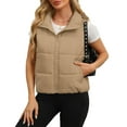thumbnail image 6 of HAiming Puffer Vest for Women Cropped Sleeveless Lapel Padded Coat Winter Casual Warm Zip up Outerwear with Pockets, 6 of 8