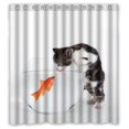 thumbnail image 1 of ABPHQTO Cortina de ducha Gato y pez Cortina de ducha impermeable 160x180 cm, 1 of 2